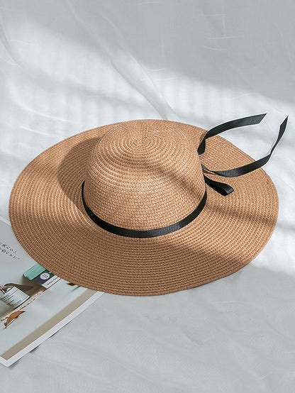 Multi Colors with Black Ribbon Beach Hat Floppy Beach Hats Personalized Beach Hat Friend Gift Summer Sun Hat - LuckyFash™