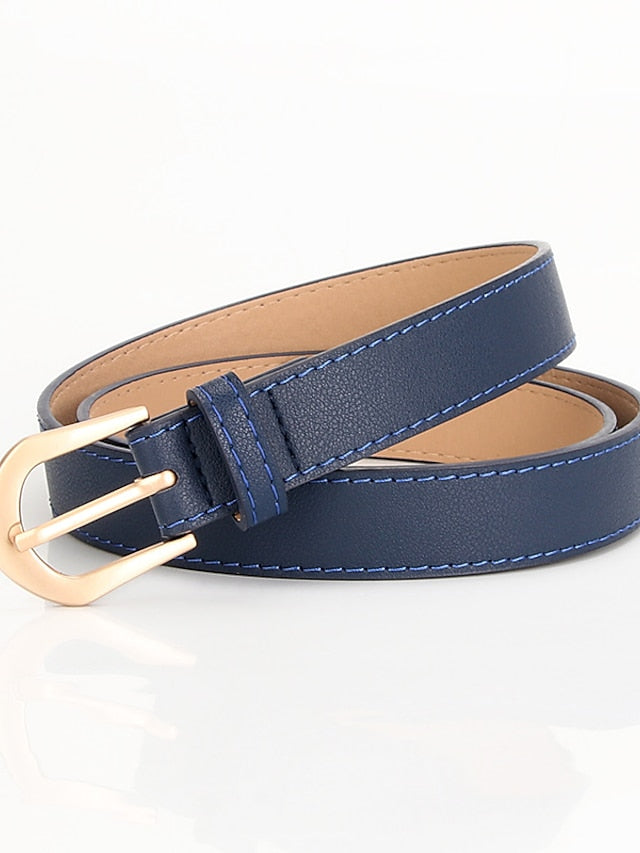 Women's Unisex PU Buckle Belt PU Leather Prong Buckle Plain Casual Classic Party Work Black Blue Brown Coffee - LuckyFash™