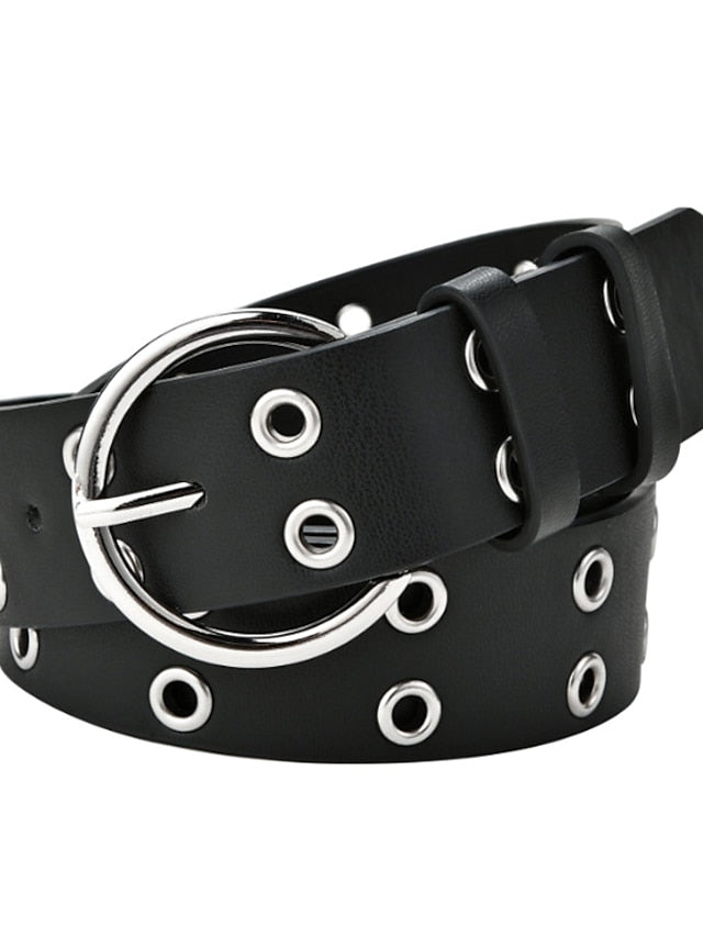 Women's Unisex PU Buckle Belt PU Leather O-ring Buckle Eyelet Casual Classic Party Daily Black Brown Coffee - LuckyFash™