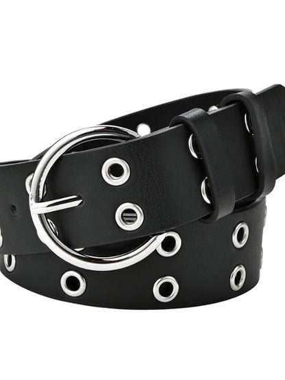 Women's Unisex PU Buckle Belt PU Leather O-ring Buckle Eyelet Casual Classic Party Daily Black Brown Coffee - LuckyFash™