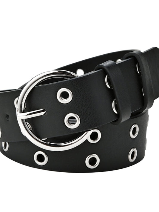 Women's Unisex PU Buckle Belt PU Leather O-ring Buckle Eyelet Casual Classic Party Daily Black Brown Coffee - LuckyFash™