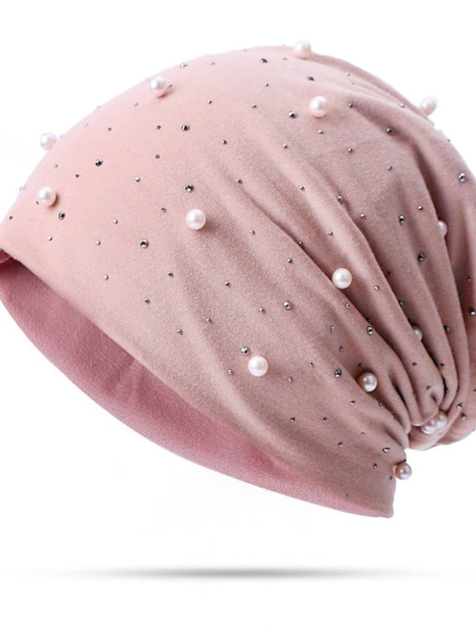Women's Hat Beanie / Slouchy Black Blue Pink Outdoor Home Daily Beaded Knit Pure Color Portable Windproof Comfort - LuckyFash™
