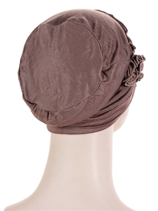 Women Turban Hat African Turban Covers Vintage Plain Head Wraps Soft Beanie Hat Headwear for Female - LuckyFash™