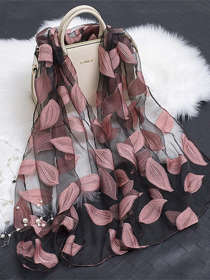 Women's Women's Shawls & Wraps Street Daily Date Wine Green Scarf Florals / Party / Silk / Cute / Fall / Winter - LuckyFash™