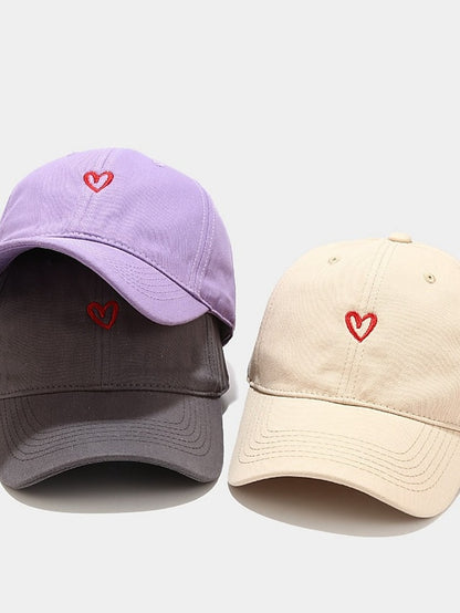 Cotton Baseball Caps Unisex Casual Sunhat Heart Embroidery Man Women Summer Hat Outsport Daily Duck Tongue Cap Couple Sun Visor - LuckyFash™