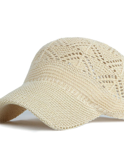 Glossy Ladies Knitting Sun Hat Summer Outdoor Hollow Mesh Breathable Sunshade Hats New Fashion All-Match Lady Baseball Hat - LuckyFash™