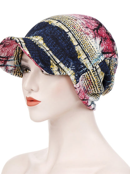 Women's Print Beanies Hat Female Autumn Winter Cotton Baseball Hats Ponytail Vintage Warm Turban Cap Visors Caps - LuckyFash™