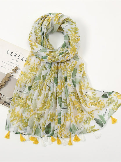 Women's Rectangle Scarf Dailywear Holiday Outdoor Yellow Scarf Floral - LuckyFash™
