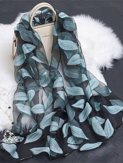 Women's Women's Shawls & Wraps Street Daily Date Wine Green Scarf Florals / Party / Silk / Cute / Fall / Winter - LuckyFash™