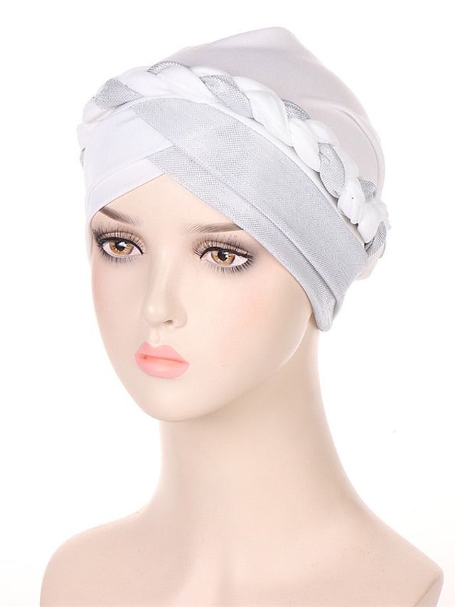 Muslim Turban Glitter Braids Women Forehead Cross Inner Hijab Islamic Head Wrap Arab Underscarf Bonnet Stretchy Cap - LuckyFash™