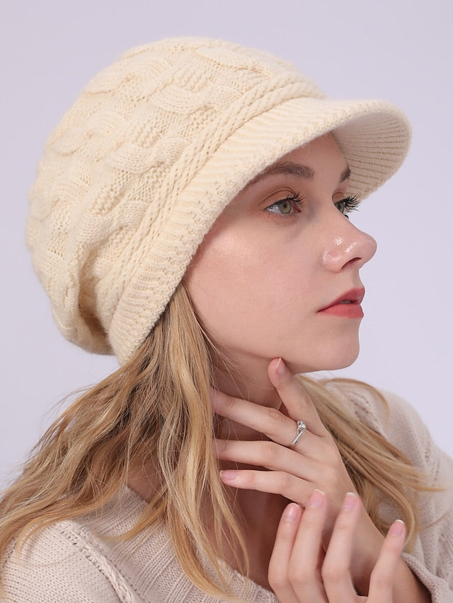 Warm Knitting Beret Hat Winter Women Solid Cap Outdoor Windproof Ear Protection Skiing Hiking Girls Caps - LuckyFash™