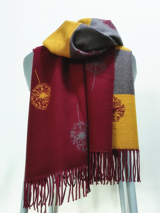 Women's Shawls & Wraps Party Black Scarf Floral White Blue Fall Winter Imitation Cashmere - LuckyFash™