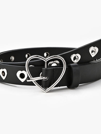 Women's Unisex PU Buckle Belt PU Leather Prong Buckle Heart Eyelet Casual Classic Party Daily Black Brown Coffee - LuckyFash™