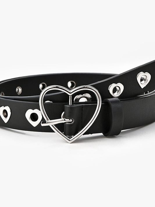 Women's Unisex PU Buckle Belt PU Leather Prong Buckle Heart Eyelet Casual Classic Party Daily Black Brown Coffee - LuckyFash™
