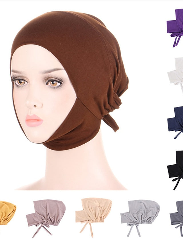 Soft Adjustable Inner Hijab Caps Muslim Stretch Tie Back Jersey Cap Islamic Underscarf Bonnet Female Headscarf Headwrap Arab Turban - LuckyFash™
