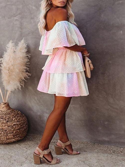 One-shoulder Short-sleeved Bow Dress - LuckyFash™