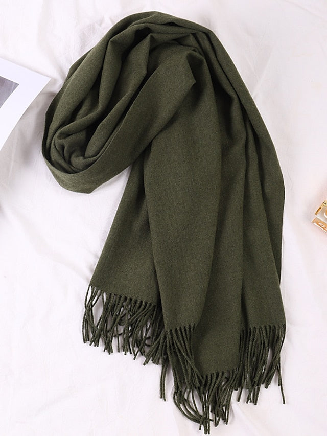 Women's Women's Shawls & Wraps Party Black Scarf Pure Color / Basic / Red / Fall / Winter / Polyester - LuckyFash™