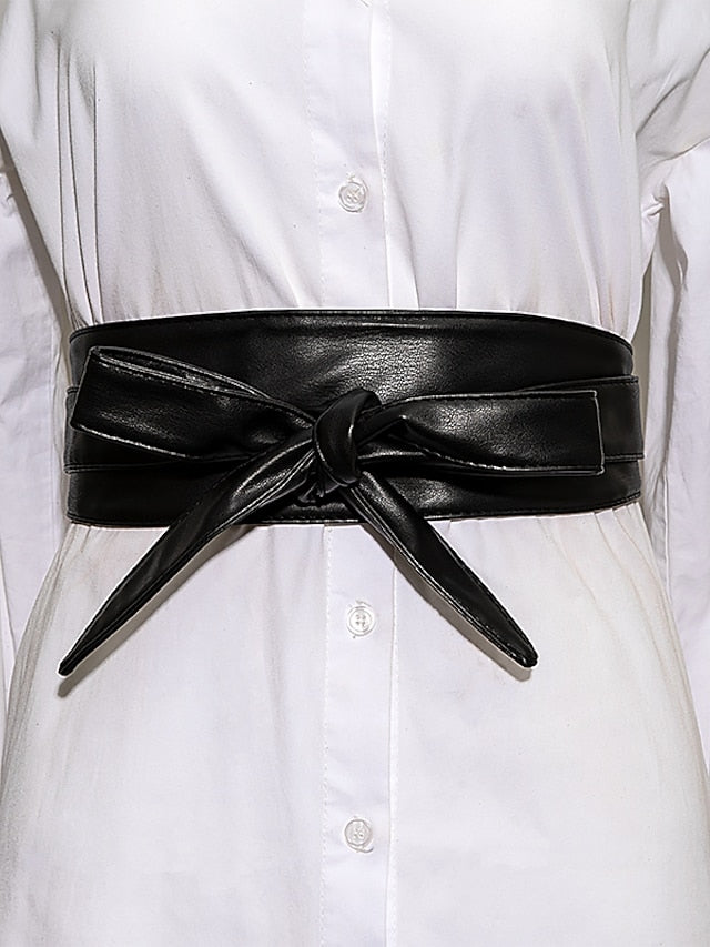 Women's Belt PU Black Red Khaki Coffee Wide Belt Daily Date Pure Color - LuckyFash™