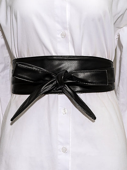 Women's Belt PU Black Red Khaki Coffee Wide Belt Daily Date Pure Color - LuckyFash™