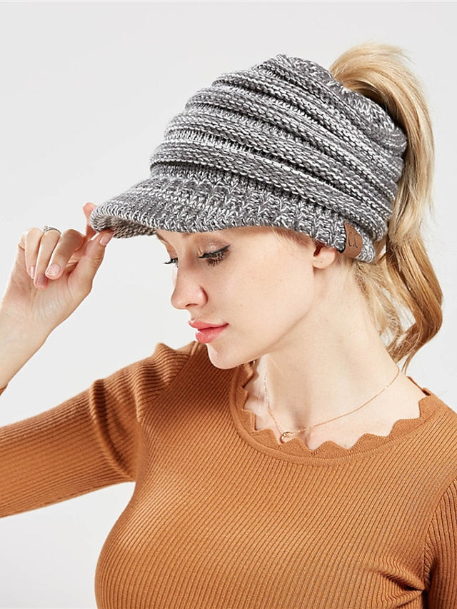 Women's Hat Baseball Cap Black Army Green Light Gray Outdoor Street Dailywear Knitted Pure Color Windproof Comfort Warm - LuckyFash™