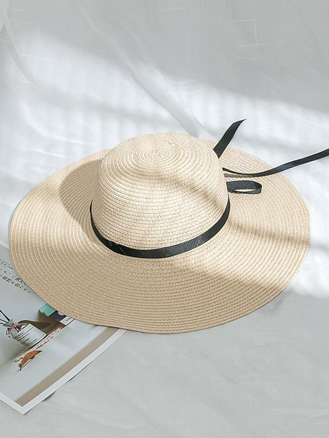 Multi Colors with Black Ribbon Beach Hat Floppy Beach Hats Personalized Beach Hat Friend Gift Summer Sun Hat - LuckyFash™