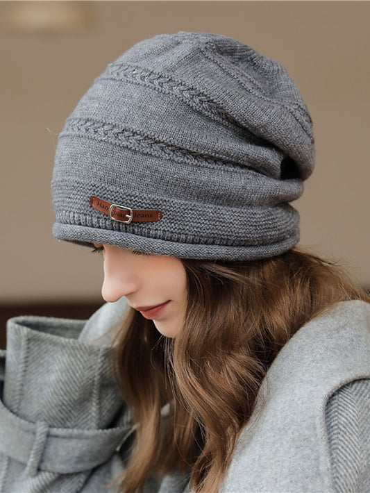 Winter Warm Hats For Women Casual Stacking Knitted Bonnet Caps Men Hats Solid Color Hip Hop Skullies Unisex Female Beanies - LuckyFash™