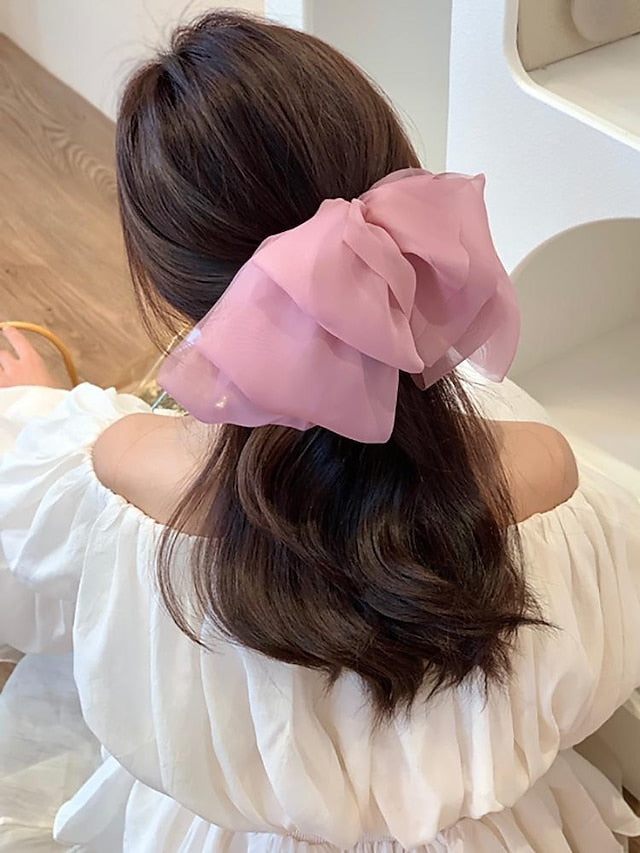 this issue must enter -5! mesh temperament big bow top clip back head hairpin 2022 net red new headwear - LuckyFash™