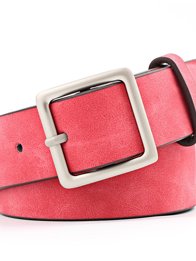 Women's Unisex PU Buckle Belt PU Leather Prong Buckle Plain Casual Classic Party Daily White Black Pink Red - LuckyFash™