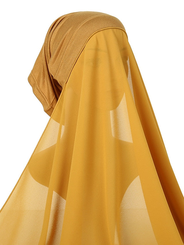 Muslim Women Hijabs Chiffon Shawl Head Scarf Islamic Ramadan Prayer Headwraps Bandage Adjustable Musulman Femme Veil - LuckyFash™