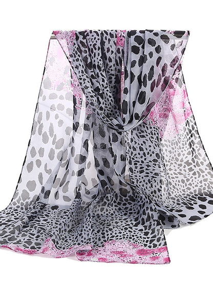 Women'S Korean Version Of Leopard Print Patchwork Chiffon Scarf Scarf - LuckyFash™