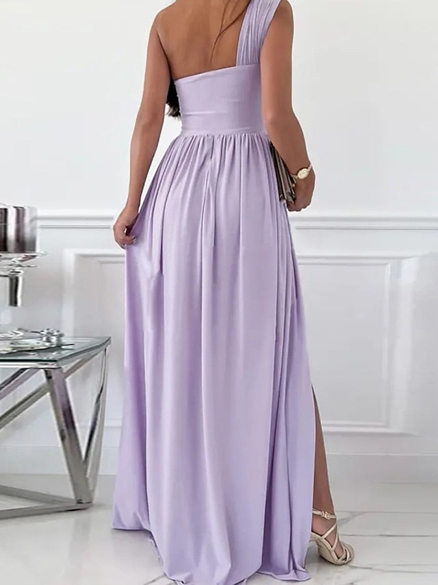 Formal Party Dress Wedding Guest Dress Long Dress Maxi Dress Light Pink Black Red Sleeveless Pure Color Ruched Spring Summer Halter  S M L XL XXL for Women - LuckyFash™