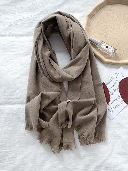 Women's Women's Shawls & Wraps Party Black Scarf Pure Color / Basic / Red / Fall / Winter / Imitation Cashmere - LuckyFash™