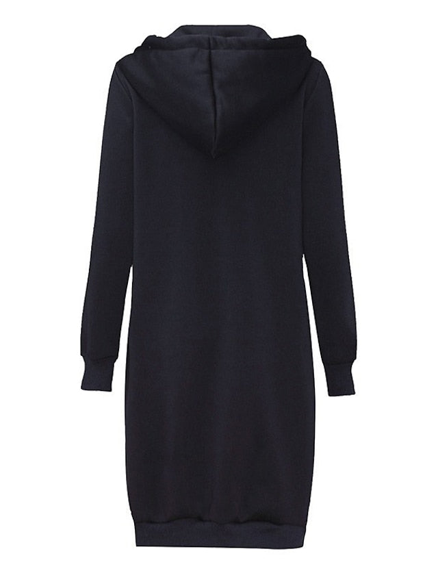 Fleece Jacket Streetwear Zip Up Front Pocket Black Blue Light Grey Solid Color Street Hoodie Long Sleeve for Women - LuckyFash™