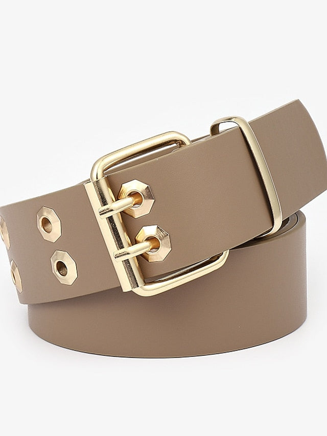 Women's Unisex PU Buckle Belt PU Leather Metal Bucke Eyelet Casual Classic Party Daily White Black Yellow Brown - LuckyFash™