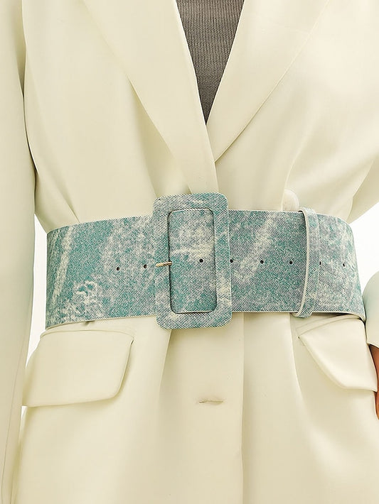 Women's Belt PU Light Green Wide Belt Date Weekend Pure Color - LuckyFash™