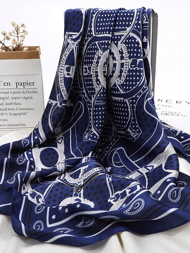 Square Silk Scarf Women Satin Print Hijab Scarves Muslim Bandana Female Shawl Wrap Headband Foulard 70*70cm - LuckyFash™