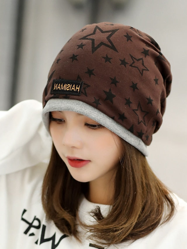 Men's Women's Slouchy Beanie Hat Outdoor Home Daily Stars Spandex Cotton Cute Casual Warm Elastic Casual / Daily 1 pcs - LuckyFash™