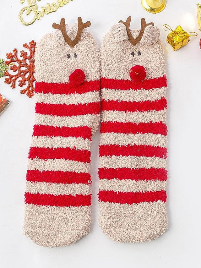 Women's Crew Socks Party Christmas Gift Multi Color Animal Patterned Polyester Spandex Casual Classic Warm Cute 1 Pair - LuckyFash™