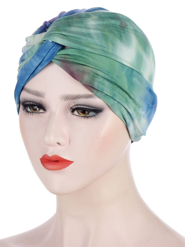 Women Muslim Daily Turban Folding Cross Knotted Hair Scarf Elastic Head Wrap Headwear Bandanas Lady Hair Hats Beanie Hair Loss Accessories - LuckyFash™