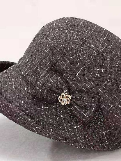 Women's Hat Party Hat Light Gray Dark Gray Red Wedding Party Daily Bow Plaid Portable Windproof Comfort - LuckyFash™