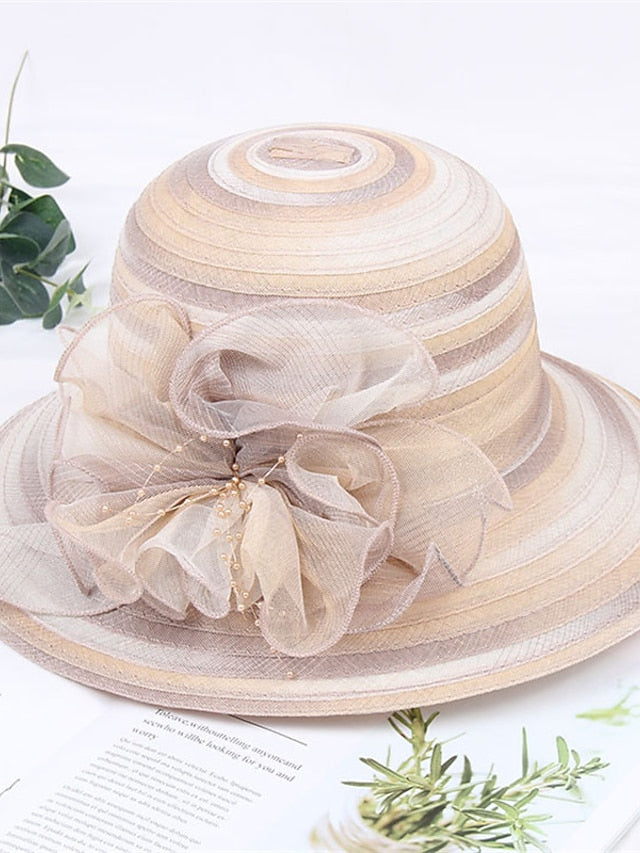 Women's Hat Bucket Hat Sun Hat Blue Pink Wine Party Outdoor Dailywear Floral Floral Stripe Portable Windproof Comfort - LuckyFash™