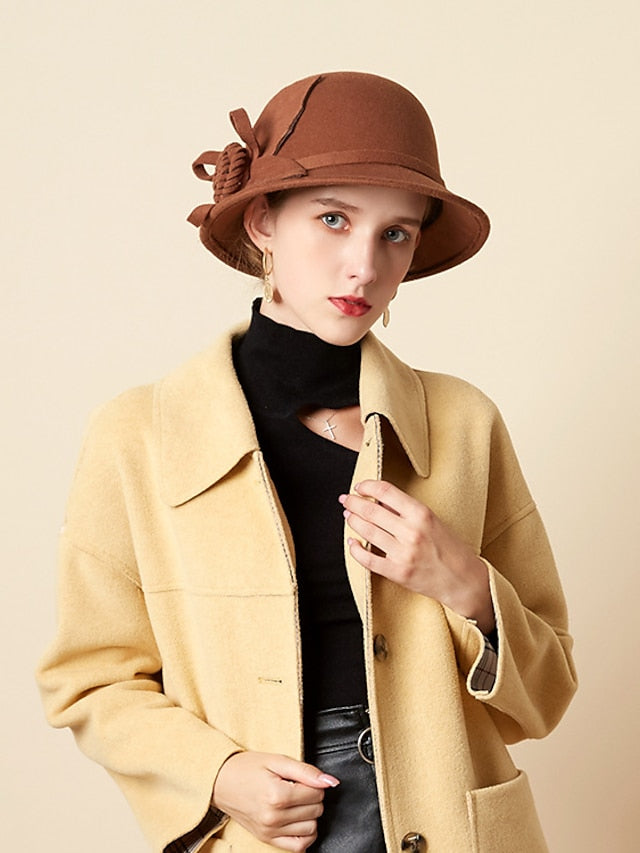 Women's Party Hat Party Wedding Special Occasion Flower Flower Wine Camel Hat / White / Blue / Fall / Winter / Spring - LuckyFash™