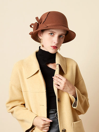 Women's Party Hat Party Wedding Special Occasion Flower Flower Wine Camel Hat / White / Blue / Fall / Winter / Spring - LuckyFash™