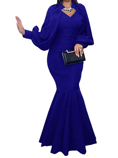 Womenâ€˜s Formal Party Dress Wedding Guest Dress Sheath Dress Trumpet/Mermaid Dress Long Dress Maxi Dress Green Black Blue Long Sleeve Pure Color Ruched Winter Fall Spring Crew Neck Fall Dress 2023 S M - LuckyFash™