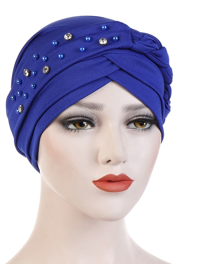 India Muslim Women Hijab Hat with Beads Turban Headscarf Islamic Head Wrap Lady Beanie Bonnet Hair Loss Cover - LuckyFash™