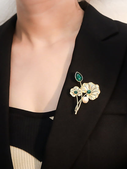 Women's Brooches Retro Flower Luxury Sweet Brooch Jewelry Red Green For Office Daily Prom Date Beach - LuckyFash™