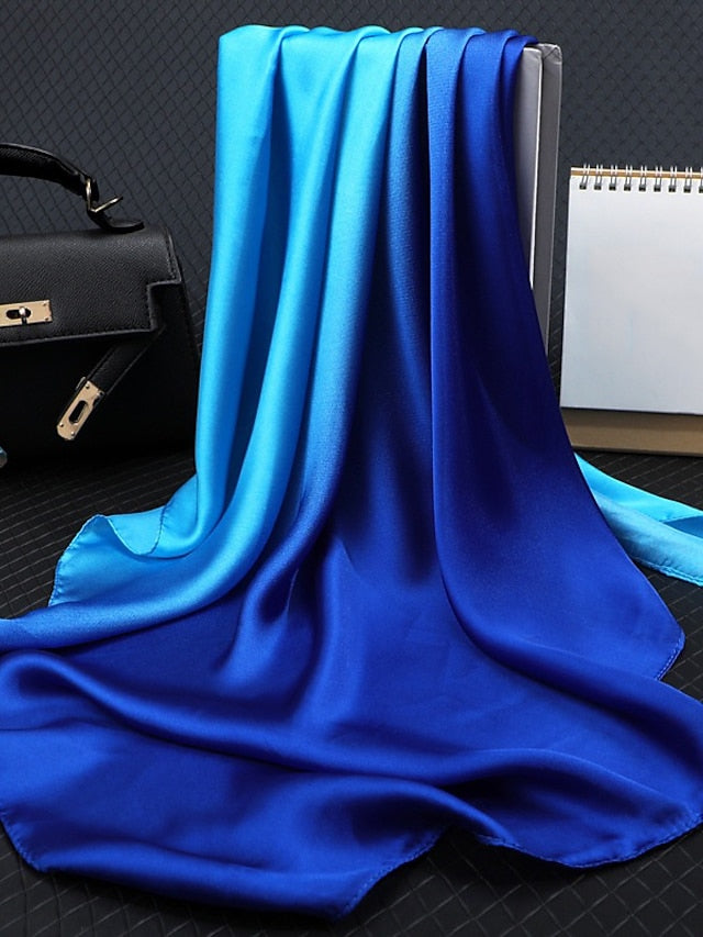 Gradient Color 70*70cm Scarf Hijab Women Square Wrap Shawl Head Neck Cover Plain Hair Tie Band Beach Hijab Female Foulard - LuckyFash™