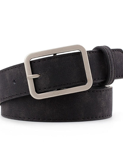 Women's Unisex PU Buckle Belt PU Leather Prong Buckle Plain Casual Classic Party Daily Black Brown Navy Blue Beige - LuckyFash™