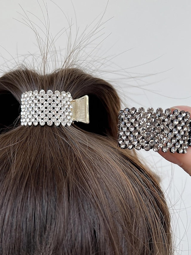 Women's Hair Clip For Daily Classic Crystal Alloy Crown Rhinestone Grabber Pearl Rhinestone Grabber Crown Black Diamond Hair Clip - LuckyFash™