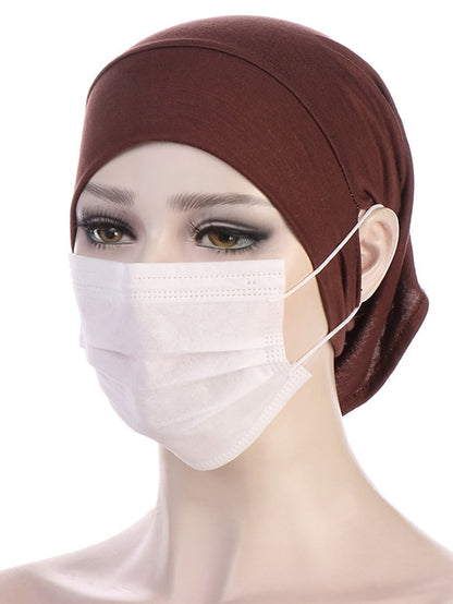 Soft Hood With Pierced Ears Inner Hijab Caps Muslim Stretch Turban Cap Islamic Underscarf Bonnet Hat Female Turbante - LuckyFash™